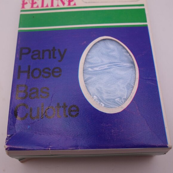 Vintage Feline One-Size Degas-Blue 100%Nylon Sandalfoot Made in Canada Pantyhose - Picture 9 of 9